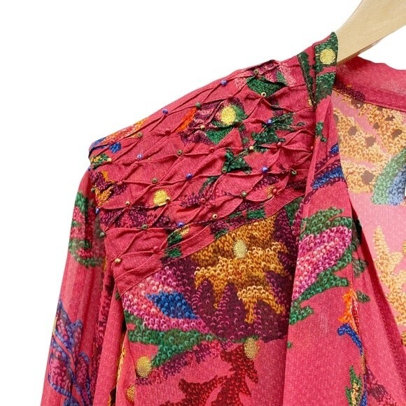 NWT Farm Rio Sunset Tapestry Floral Long Sleeve Boho Maxi Dress Warm Red Size XS - Picture 9 of 16